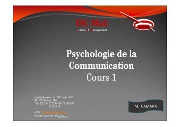 Psychologie de la Communication Cours 1 - ESC MALI