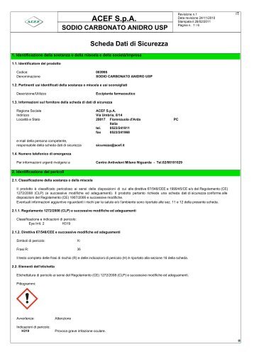 ACEF SpA SODIO CARBONATO ANIDRO USP