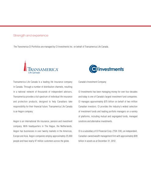 Transamerica CI Growth Portfolio - CI Investments