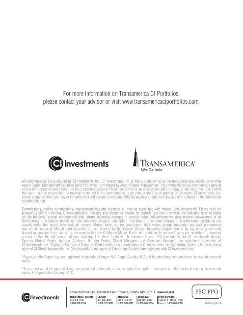 Transamerica CI Growth Portfolio - CI Investments