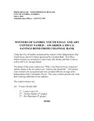 PRESS RELEASE â FOR IMMEDIATE RELEASE - The City Of Sanibel