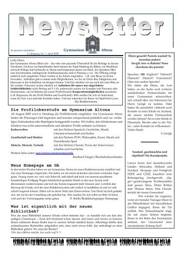 unser Newsletter vom April 2009 - Gymnasium Altona