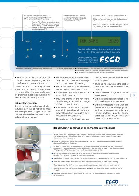 Esco Labculture® Plus Class II Type A2 Biosafety Cabinet - Comlibris