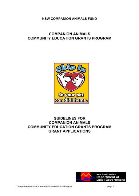 Companion Animals Community Education Grants Program