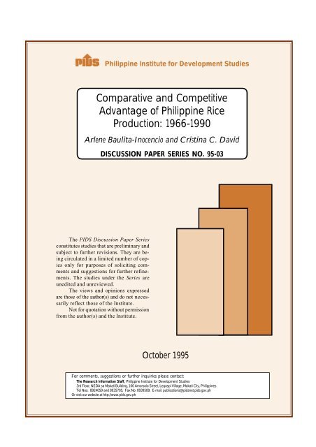 Comparative and Competitive Advantage of Philippine Rice ...