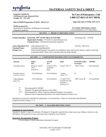 Daconil 2787 MSDS - MGS Horticultural Inc.