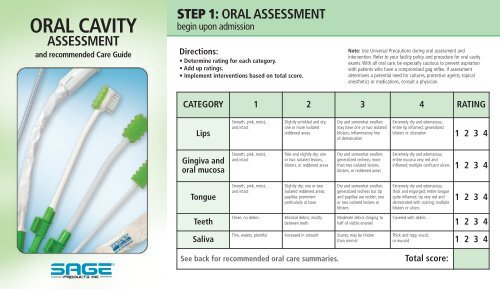 Oral Cavity Assessment - Sage Products Inc.
