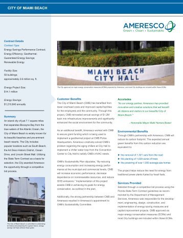 City of Miami Beach Works with Ameresco for ESPC and Renewable ...