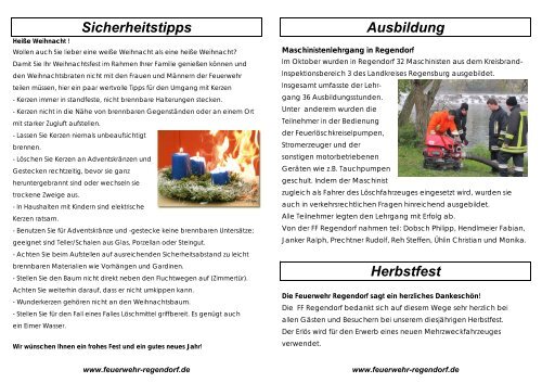 Ausgabe 15 - Freiwillige Feuerwehr Regendorf