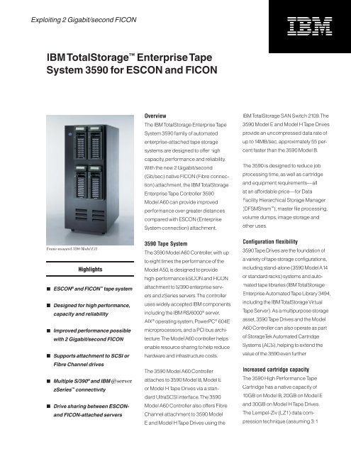 IBM TotalStorage™ Enterprise Tape System 3590 for ESCON and ...