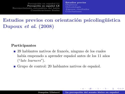 La percepciÃ³n del acento lÃ©xico en espaÃ±ol ... - Grup de FonÃ¨tica