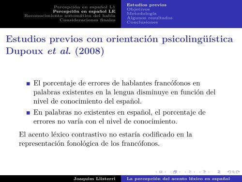 La percepciÃ³n del acento lÃ©xico en espaÃ±ol ... - Grup de FonÃ¨tica