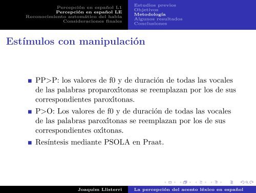 La percepciÃ³n del acento lÃ©xico en espaÃ±ol ... - Grup de FonÃ¨tica