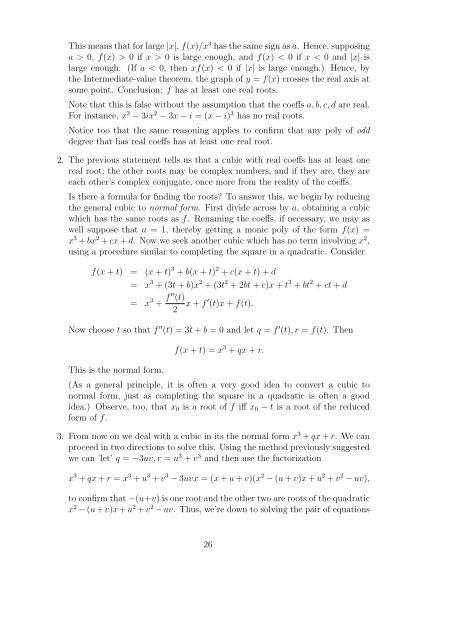 Complex numbers and polynomials - University College Cork
