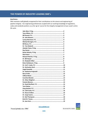 DNV Key Pipeline Personnel