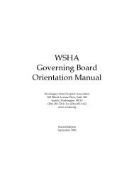 WSHA Governing Board Orientation Manual - Washington State ...