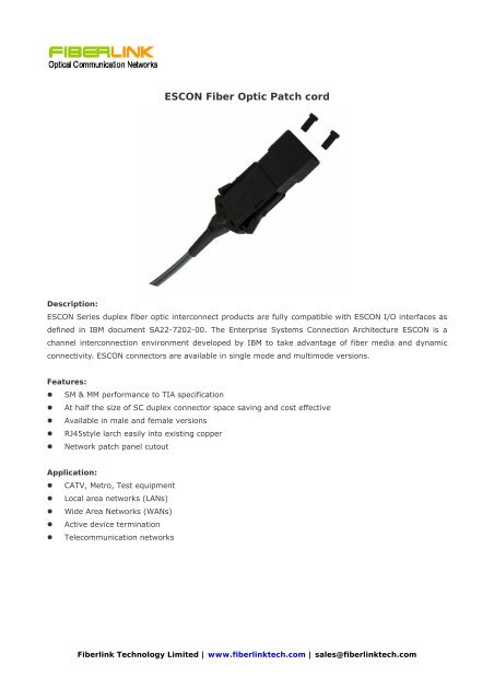 ESCON Fiber Optic Patch cord - fiberlink technology (shenzhen