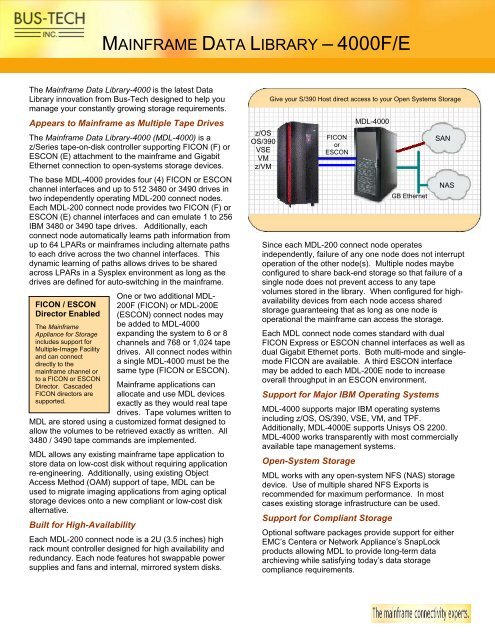 MAINFRAME DATA LIBRARY – 4000F/E - Bus-Tech