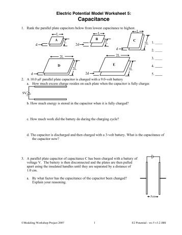 Worksheet 5: Capacitors and Capacitance - Modeling Physics