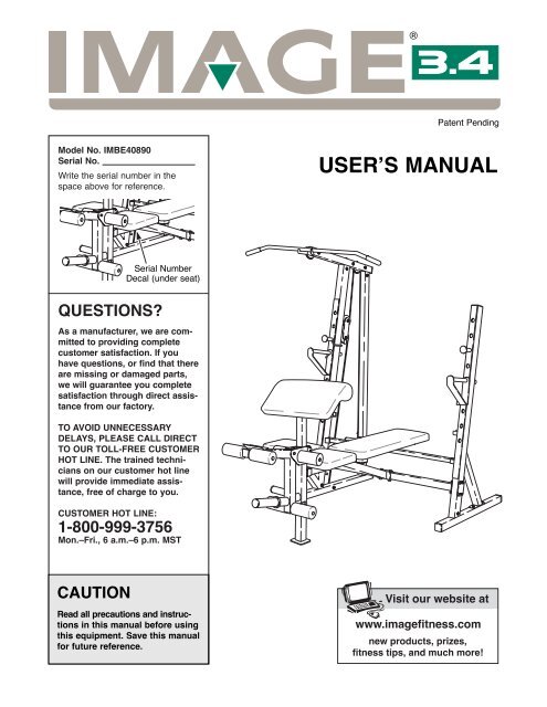 View Manual in PDF Format - ICON Health & Fitness, Inc. Customer ...