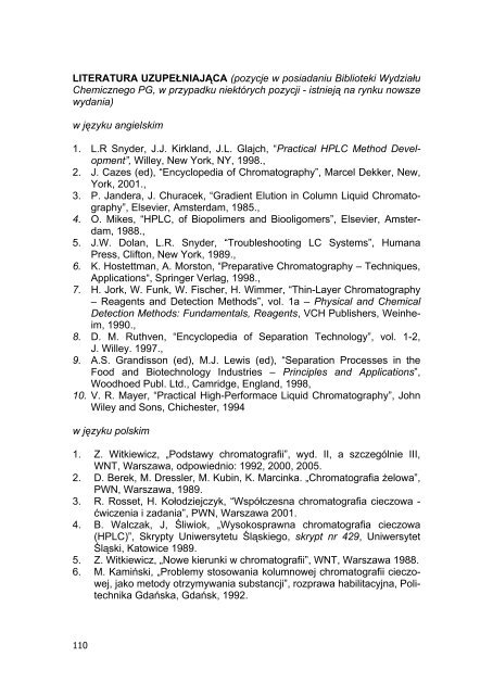 POSTÄPY CHROMATOGRAFII - ZakÅad Chemii Analitycznej