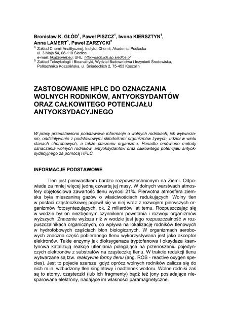 POSTÄPY CHROMATOGRAFII - ZakÅad Chemii Analitycznej