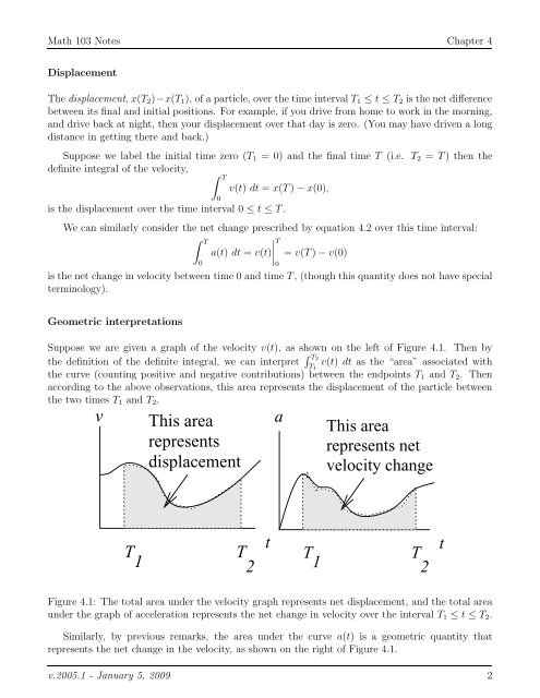 Chapter 4 Applications of the definite integral to rates, velocities and ...