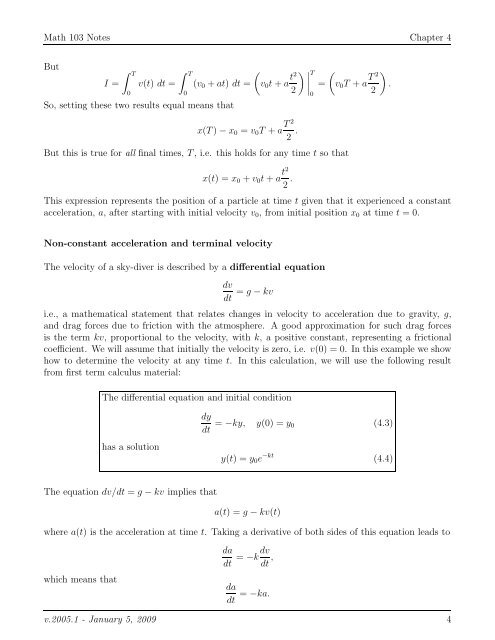 Chapter 4 Applications of the definite integral to rates, velocities and ...