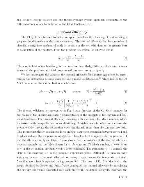 Thermodynamic Cycle Analysis for Propagating Detonations