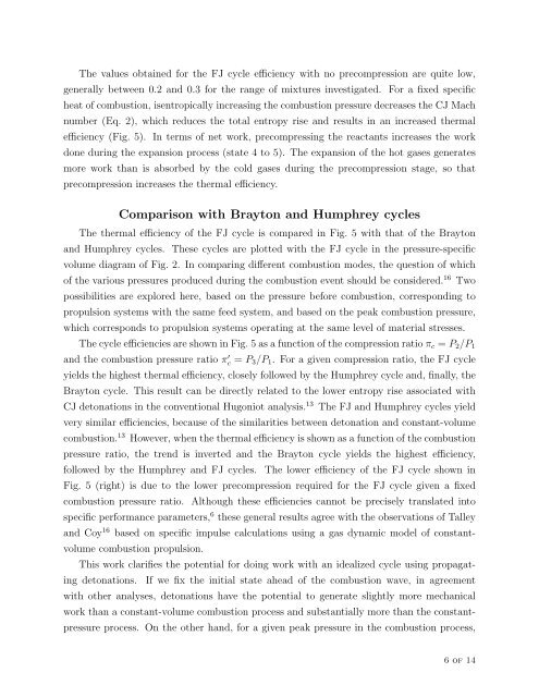 Thermodynamic Cycle Analysis for Propagating Detonations