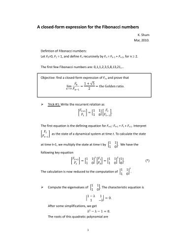 A closed-form expression for the Fibonacci numbers