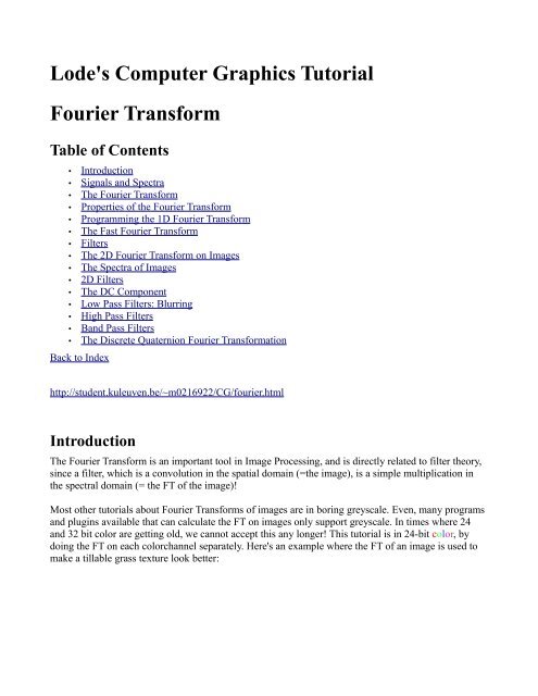 Lode's Computer Graphics Tutorial Fourier Transform