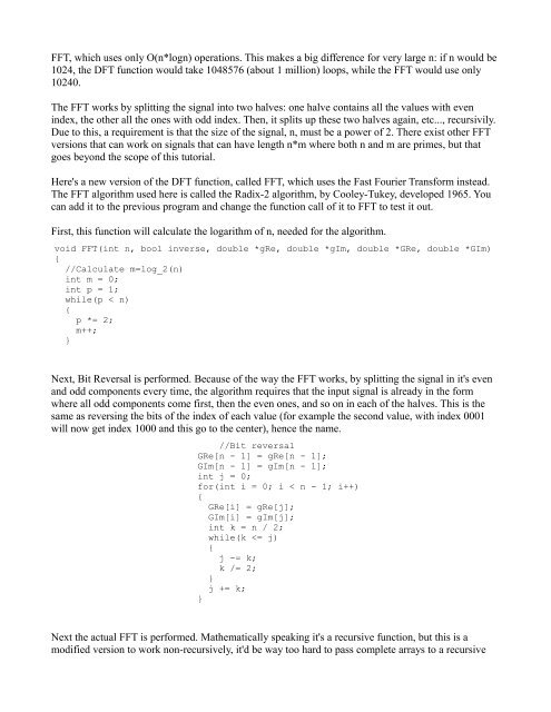 Lode's Computer Graphics Tutorial Fourier Transform