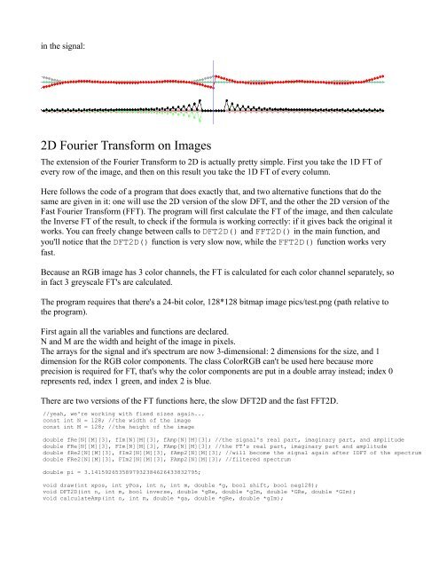 Lode's Computer Graphics Tutorial Fourier Transform