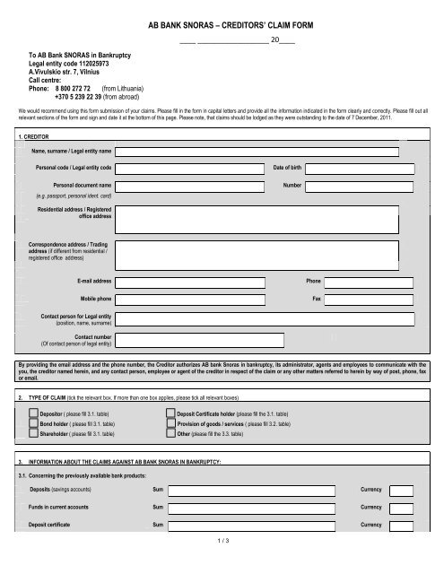 Claim Form.pdf - Snoras