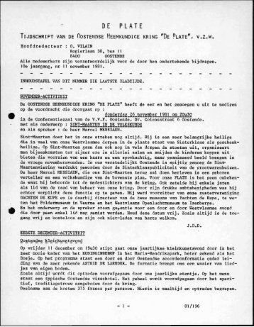 Adolf Butlistraat 33 8400 - Oostende Tel. 70.17.33 in haar ... - De Plate