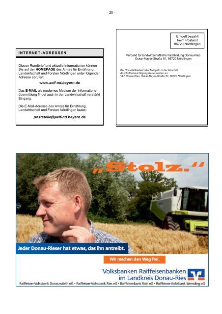 Rundbrief - Verband für landwirtschaftliche Fachbildung in Bayern eV