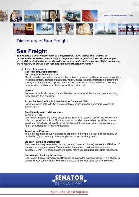 Download here the sea freight directory - Senator International
