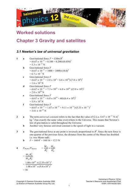 Worked solutions Chapter 3 Gravity and satellites - PEGSnet
