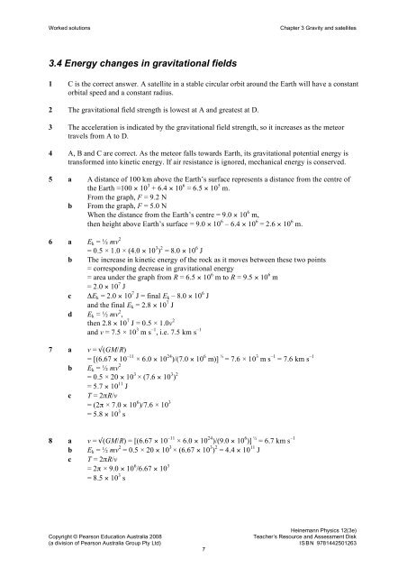 Worked solutions Chapter 3 Gravity and satellites - PEGSnet