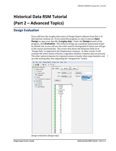 Historical Data RSM Tutorial - Statease.info