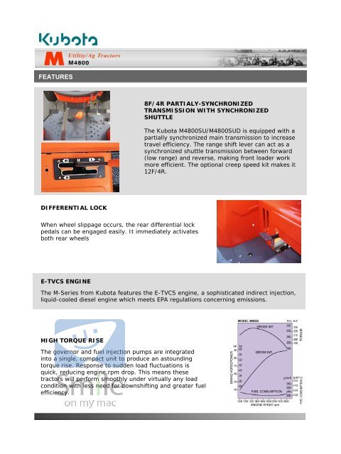 Kubota Tractors M Series Special Utility M4800 Features