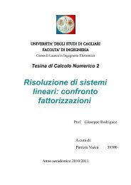 confronto fattorizzazioni - UniversitÃ  degli studi di Cagliari.