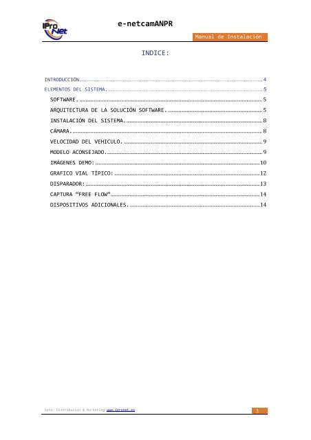 Manual de instalaciÃ³n e-netcamANPR - IProNet Sistemas