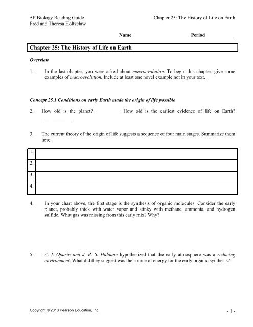 Chapter 25 The History Of Life On Earth