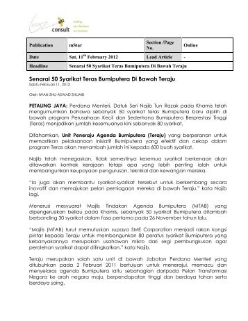 Senarai 50 Syarikat Teras Bumiputera Di Bawah Teraju