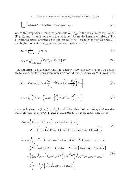 Finite deformation analysis of mechanism-based strain gradient ...