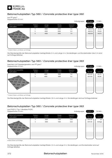 Betonschutzplatten und ZubehÃ¶r / Concrete ... - Xorella-Frank AG