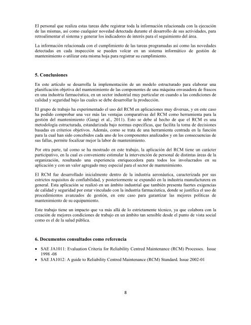 Mantenimiento Centrado en la Confiabilidad: Ejemplo de ... - fices