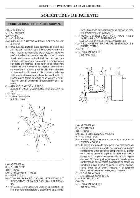 boletin de patentes - Instituto Nacional de la Propiedad Industrial